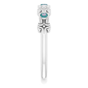 Platinum Lab-Grown Alexandrite Bezel-Set Ring