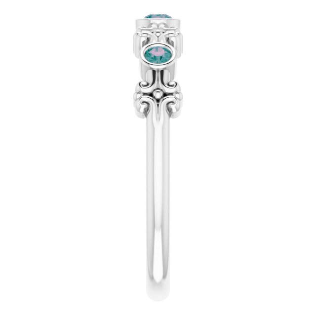Sterling Silver Lab-Grown Alexandrite Bezel-Set Ring