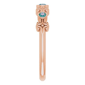 14K Rose Lab-Grown Alexandrite Bezel-Set Ring