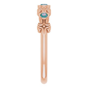 14K Rose Lab-Grown Alexandrite Bezel-Set Ring