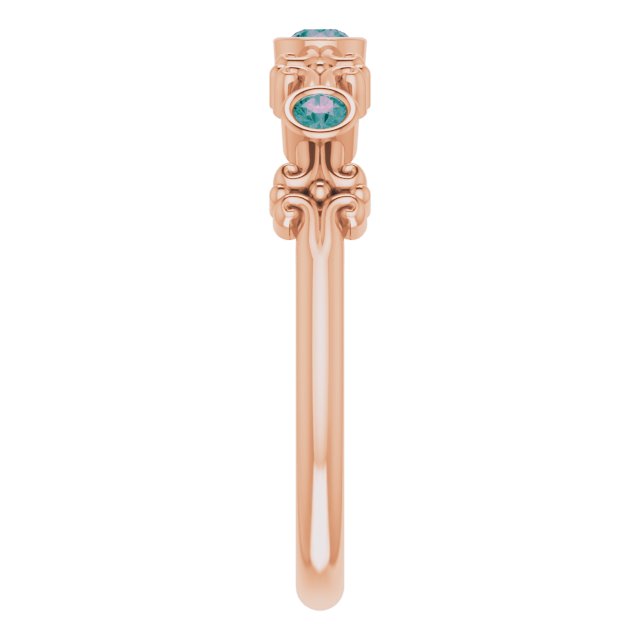 14K Rose Lab-Grown Alexandrite Bezel-Set Ring