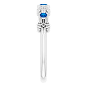 14K White Lab-Grown Blue Sapphire Bezel-Set Ring