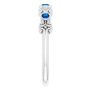 14K White Lab-Grown Blue Sapphire Bezel-Set Ring