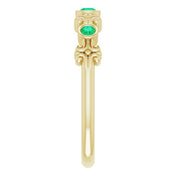14K Yellow Lab-Grown Emerald Bezel-Set Ring