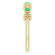 14K Yellow Lab-Grown Emerald Bezel-Set Ring