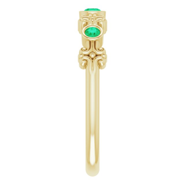 14K Yellow Lab-Grown Emerald Bezel-Set Ring