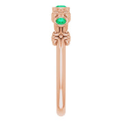 14K Rose Lab-Grown Emerald Bezel-Set Ring