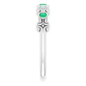 Platinum Lab-Grown Emerald Bezel-Set Ring