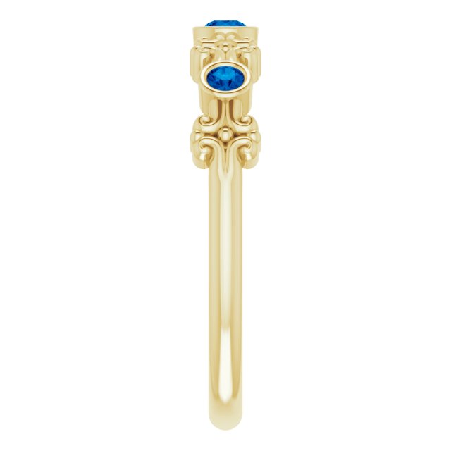 14K Yellow Lab-Grown Blue Sapphire Bezel-Set Ring