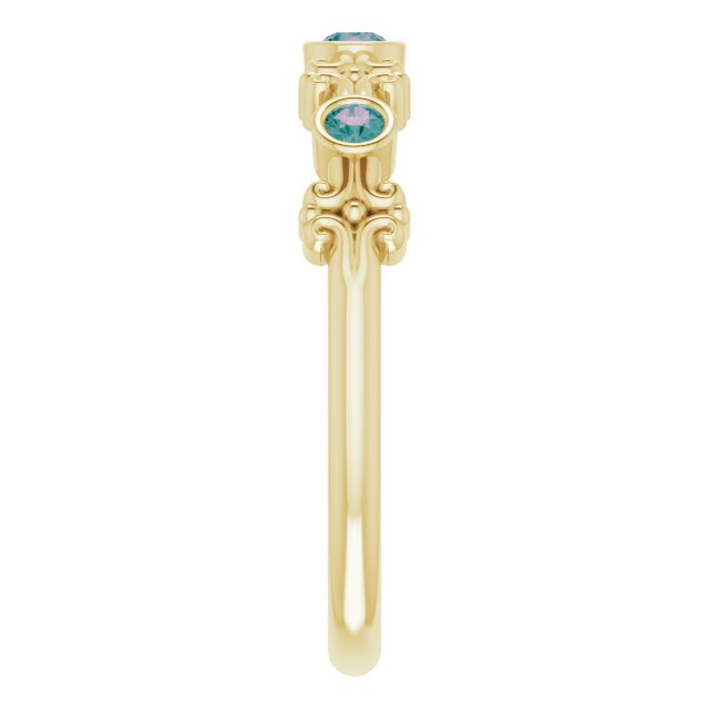 14K Yellow Lab-Grown Alexandrite Bezel-Set Ring