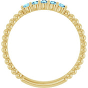 14K Yellow Natural Aquamarine Stackable Ring