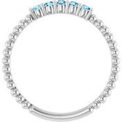 Sterling Silver Natural Aquamarine Stackable Ring