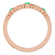 14K Rose Lab-Grown Emerald Bezel-Set Ring