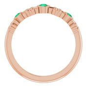 14K Rose Lab-Grown Emerald Bezel-Set Ring
