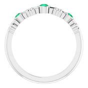 Sterling Silver Lab-Grown Emerald Bezel-Set Ring