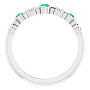Sterling Silver Lab-Grown Emerald Bezel-Set Ring
