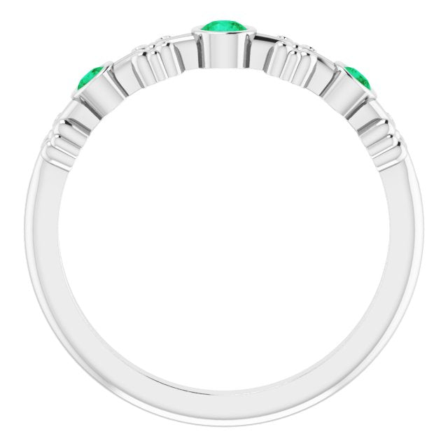 Sterling Silver Lab-Grown Emerald Bezel-Set Ring