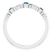 14K White Lab-Grown Blue Sapphire Bezel-Set Ring