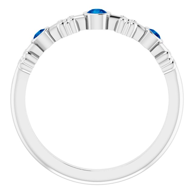 14K White Lab-Grown Blue Sapphire Bezel-Set Ring