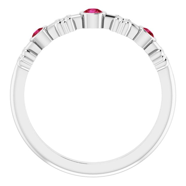 Color Stone Anniversary Band With Bezel-Set Gemstones Series 71924