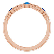 14K Rose Lab-Grown Blue Sapphire Bezel-Set Ring