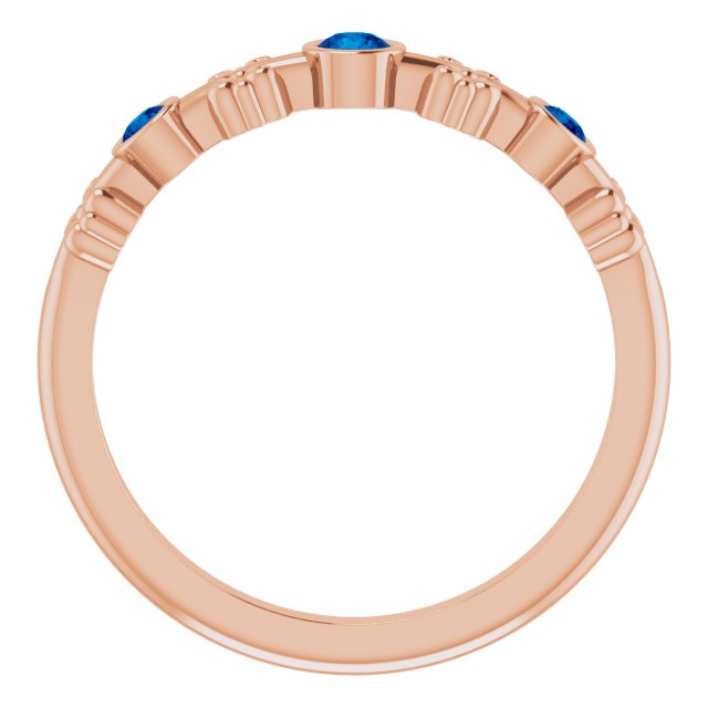 14K Rose Lab-Grown Blue Sapphire Bezel-Set Ring