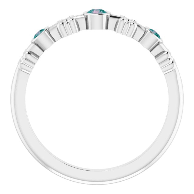 14K White Lab-Grown Alexandrite Bezel-Set Ring