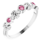 Color Stone Anniversary Band With Bezel-Set Gemstones Series 71924