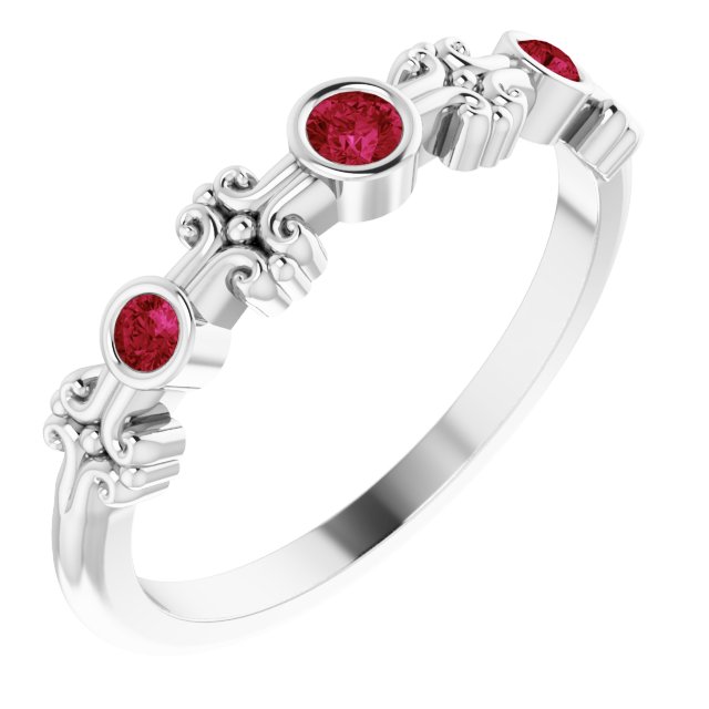 Color Stone Anniversary Band With Bezel-Set Gemstones Series 71924