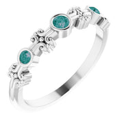 14K White Lab-Grown Alexandrite Bezel-Set Ring