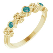 14K Yellow Lab-Grown Alexandrite Bezel-Set Ring