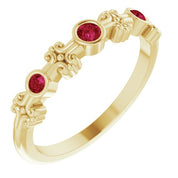 Color Stone Anniversary Band With Bezel-Set Gemstones Series 71924