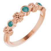 14K Rose Lab-Grown Alexandrite Bezel-Set Ring