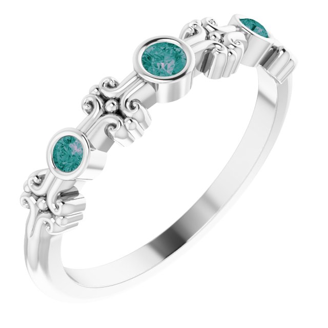 Sterling Silver Lab-Grown Alexandrite Bezel-Set Ring