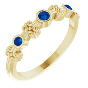 14K Yellow Lab-Grown Blue Sapphire Bezel-Set Ring