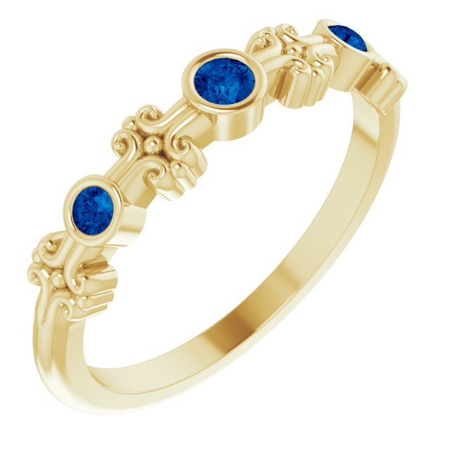 14K Yellow Lab-Grown Blue Sapphire Bezel-Set Ring