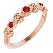 Color Stone Anniversary Band With Bezel-Set Gemstones Series 71924