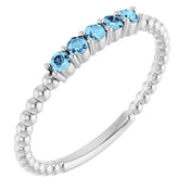 Sterling Silver Natural Aquamarine Stackable Ring