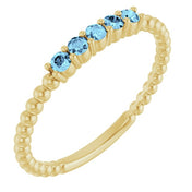 14K Yellow Natural Aquamarine Stackable Ring