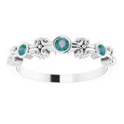 Sterling Silver Lab-Grown Alexandrite Bezel-Set Ring