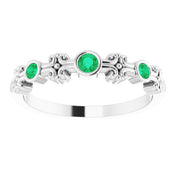 Sterling Silver Lab-Grown Emerald Bezel-Set Ring
