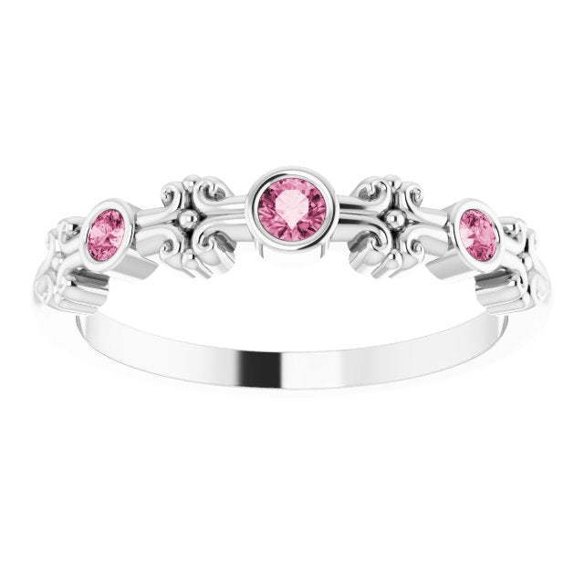 Color Stone Anniversary Band With Bezel-Set Gemstones Series 71924