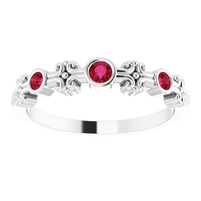 Color Stone Anniversary Band With Bezel-Set Gemstones Series 71924