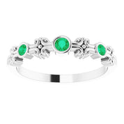 Platinum Lab-Grown Emerald Bezel-Set Ring
