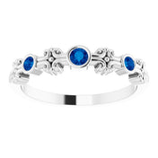 14K White Lab-Grown Blue Sapphire Bezel-Set Ring