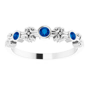 14K White Lab-Grown Blue Sapphire Bezel-Set Ring