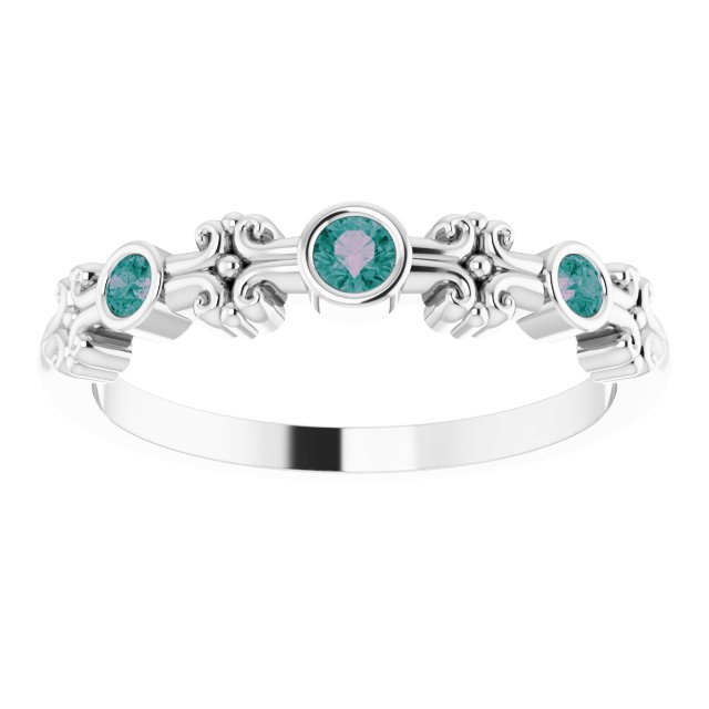 Platinum Lab-Grown Alexandrite Bezel-Set Ring