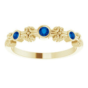 14K Yellow Lab-Grown Blue Sapphire Bezel-Set Ring