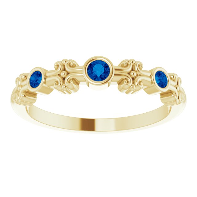 14K Yellow Lab-Grown Blue Sapphire Bezel-Set Ring