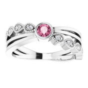 Platinum Natural Pink Tourmaline & .04 CTW Natural Diamond Ring